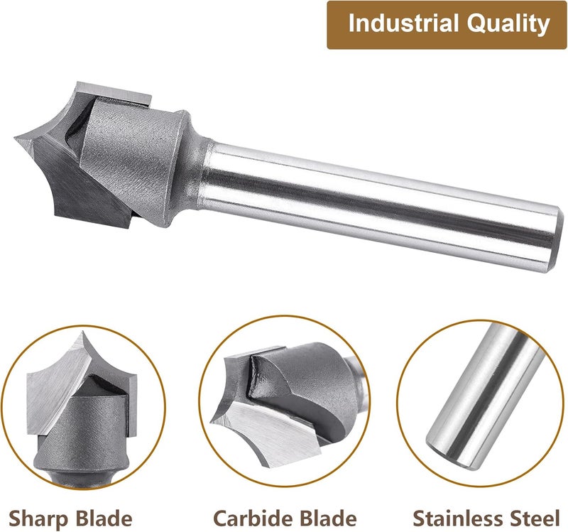 SpeTool قاطع دائري بزاوية 1/4" مع عمود 1/4" وقطر قطع 1/2" ونصف قطر 1/4"، بتات دائرية من كربيد مع شفرات مزدوجة لآلة CNC لأدوات النحت الخشبي - Image 2